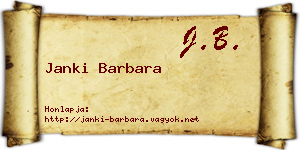 Janki Barbara névjegykártya